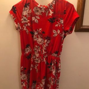 Red floral romper